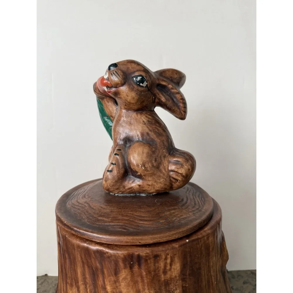 Vintage California Original Bunny On Tree Stump Cookie Jar #2620 1970's